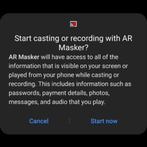 AR Masker — Video Recording — Permission Request — Allow Screen Recording — Android