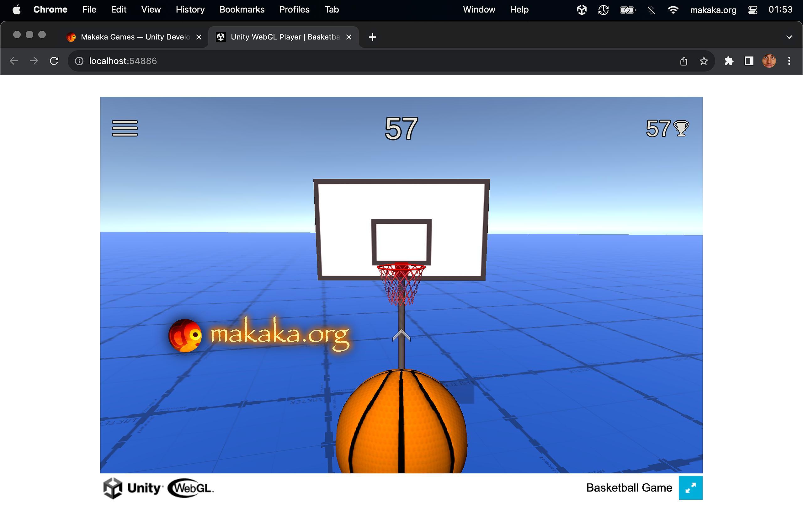 Unity Basketball for WebGL platform on Desktop: Windows, macOS
