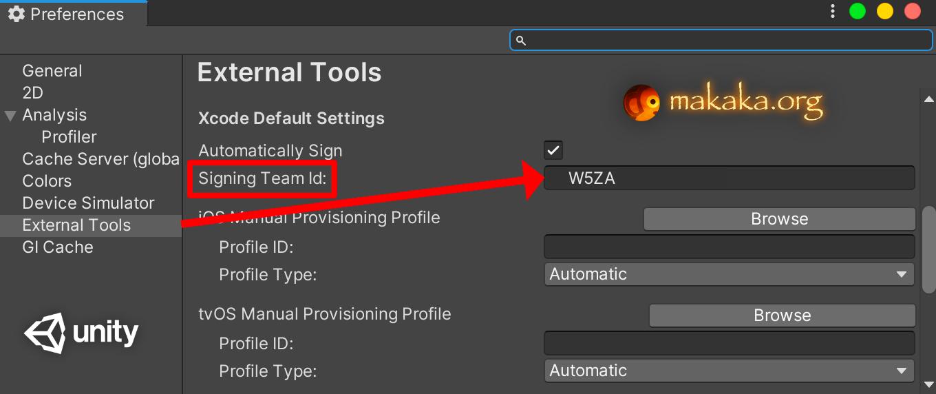 Personal Team ID in Unity Settings — Xcode Automatically Signing for iOS
