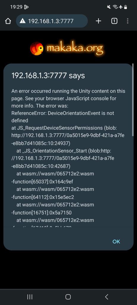 WebGL for Android with Unity — Error — DeviceOrientationEvent is not Defined
