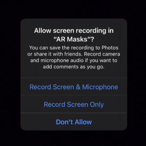 AR Masker — Video Recording — Permission Request — Allow Screen Recording — iOS